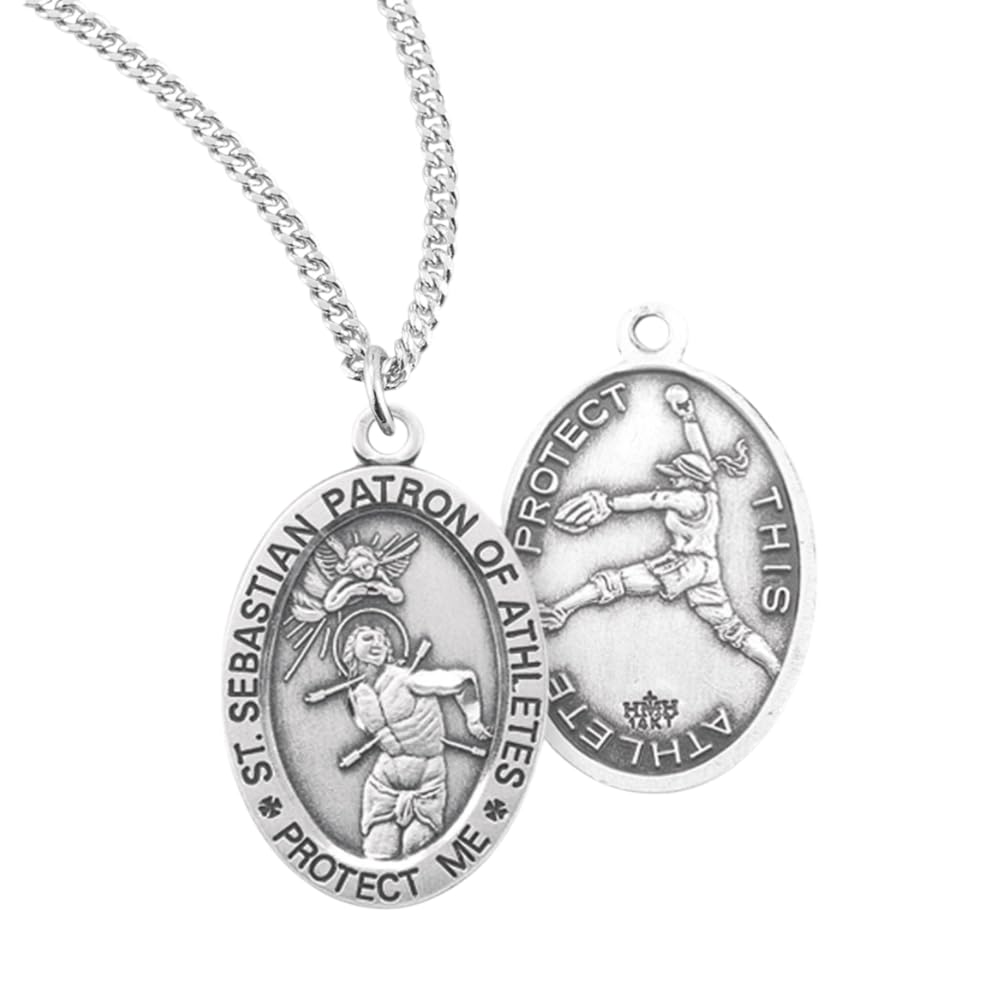 Everlasting Light Jewelry .925 Sterling Silver Girl's Saint Sebastian Sports Athlete Protection Christian Medal Pendant 