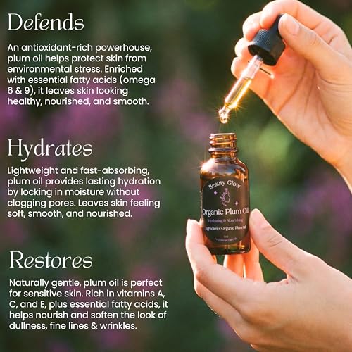 Organic Plum Oil Cold Pressed for Face Anti-Aging Facial - Product Imagery