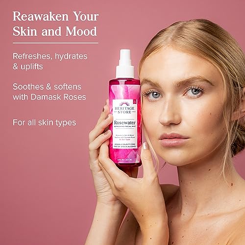 HERITAGE STORE Rosewater Facial Mist, Hydrating Face Spray, 12 - Product Imagery