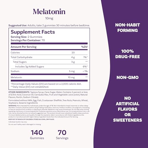 Natrol Melatonin 10 mg Gummies, Sleep Support for Adults, 140 - Product Imagery