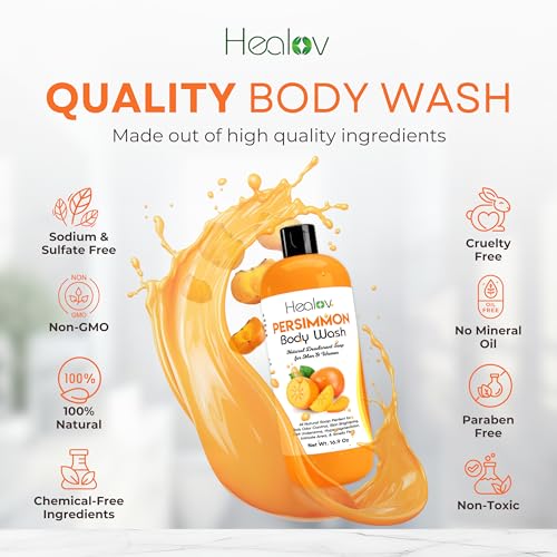 Healov Persimmon Body Wash for Body Odor Control – Purifying - Product Imagery