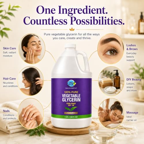 US+ Vegetable Glycerin, Food Grade, USP, 100% Pure - 1 Gallon - Product Imagery