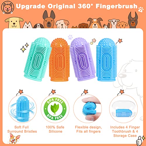 Dog Toothbrush Finger Toothbrush Dogs Tooth Brushing Kit 4Pack - Product Imagery