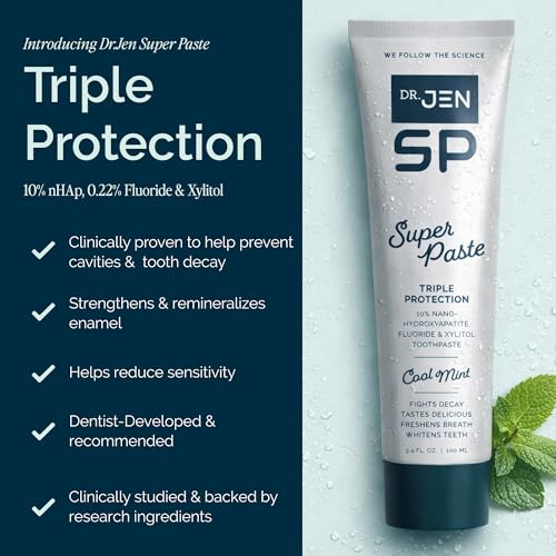 Dr. Jen Super Paste Toothpaste, 10% Nano Hydroxyapatite, Dentist - Product Imagery