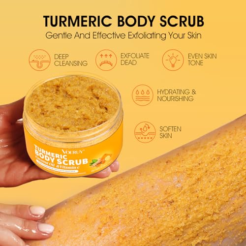 VOERUY Body Scrub, Turmeric Exfoliating Body Scrub, with Coconut - Product Imagery