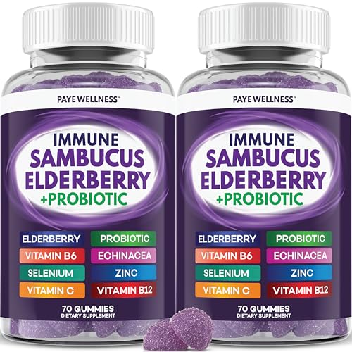 PAYÉ Elderberry Gummies, Vitamin C Immune Support Supplement + - Product Imagery