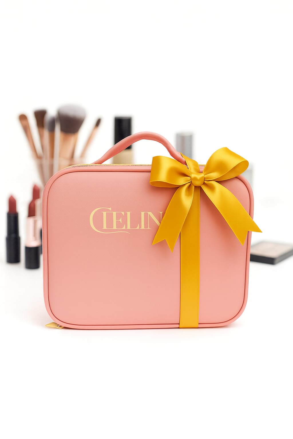 CIELINNE Travel Makeup Bag with LED Mirror, Portable Cosmetic Train Case, Adjustable Brightness in 3 colors Dividers & B