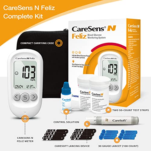 CareSens N Feliz Blood Glucose Monitoring Kit with 100 Blood - Product Imagery