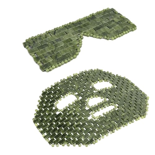 LazyGa Jade Eye Mask & Jade Mask, Natural Facial Cooling Mask, 100% Real Jade