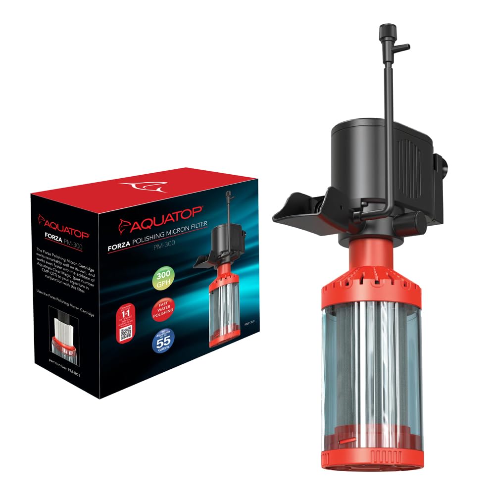 Aquatop Forza Polishing Micron Filter for Small to Medium Aquariums - 317 GPH, Crystal Clear Water, Powerful Filtration 