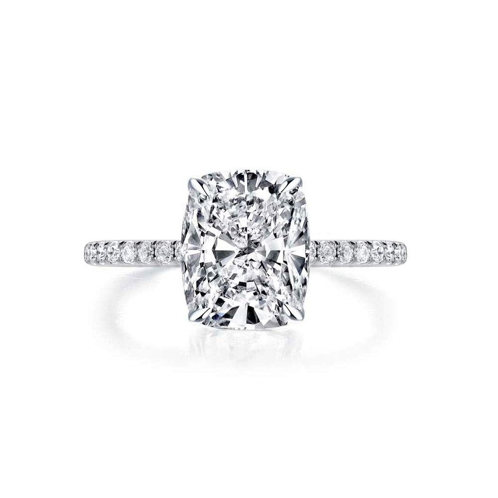 Bo.Dream Elongated Cushion Cut Cubic Zirconia Engagement Rings for Women – clear, 4 4.5 5 5.5 6 6.5 7 7.5 8 8.5 9 9.5 10