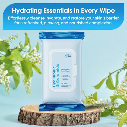 Hyaluronic Acid & Ceramide Face Wipes – Dermatologist Tested, - Product Imagery