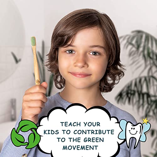 GREENZLA 6 Pack Kids Bamboo Toothbrush | Soft Charcoal Bristles - Product Imagery