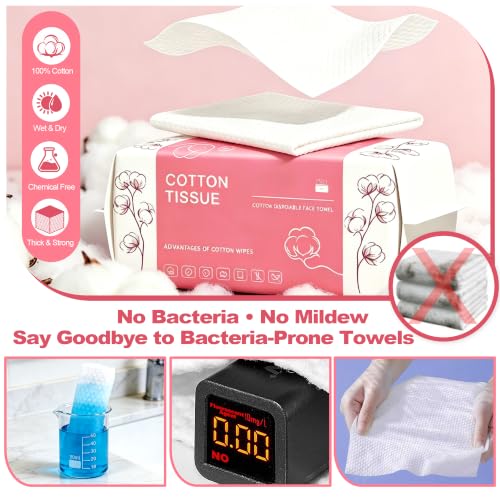 100 Count Disposable Face Towel, Dual-Textured Facial Wash Cloth - Product Imagery