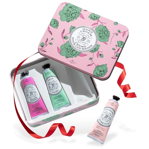 La Chatelaine Rose Hand Cream Trio Tin Gift Set, 3 x 1 oz