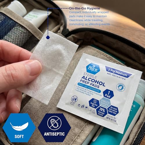 MED PRIDE Sterile Alcohol Prep Pads, 70% Isopropyl, 2-Ply, - Product Imagery