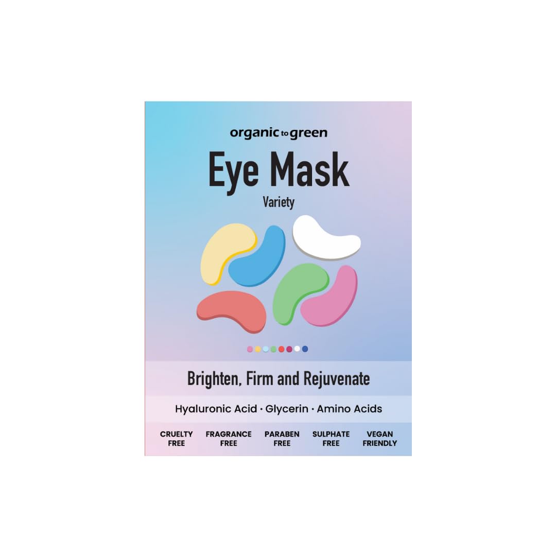 Organic To Green Eye Mask Variety Pack - Multi-Colored Under Eye Gels for Dark Circles and Puffiness - Hyaluronic Acid &