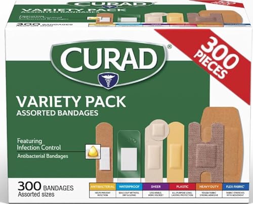 CURAD Assorted Bandages Variety Pack, 300 Count, 6 Styles - Product Imagery