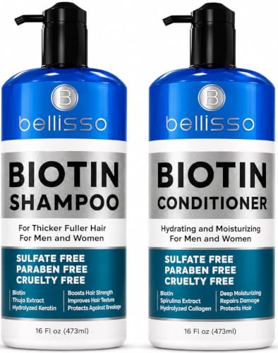 BELLISSO Biotin Shampoo and Conditioner Set - Sulfate & Paraben Free – Crulety Free, Paraben Free, Sulfate Free, Fresh