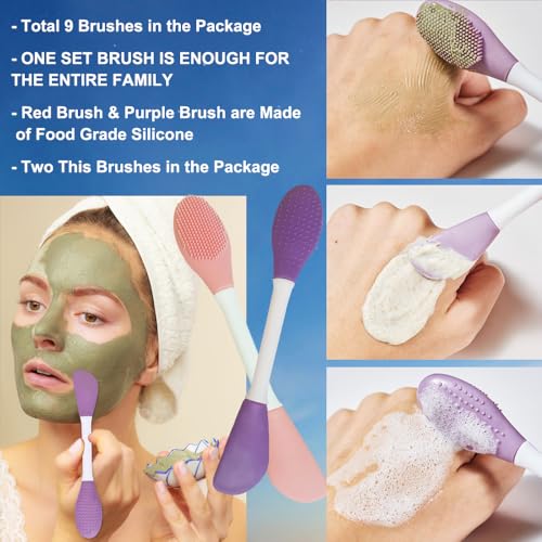 9-in-1 Face Scrubber Face Cleaning Brushes Super Soft Silicone - Product Imagery