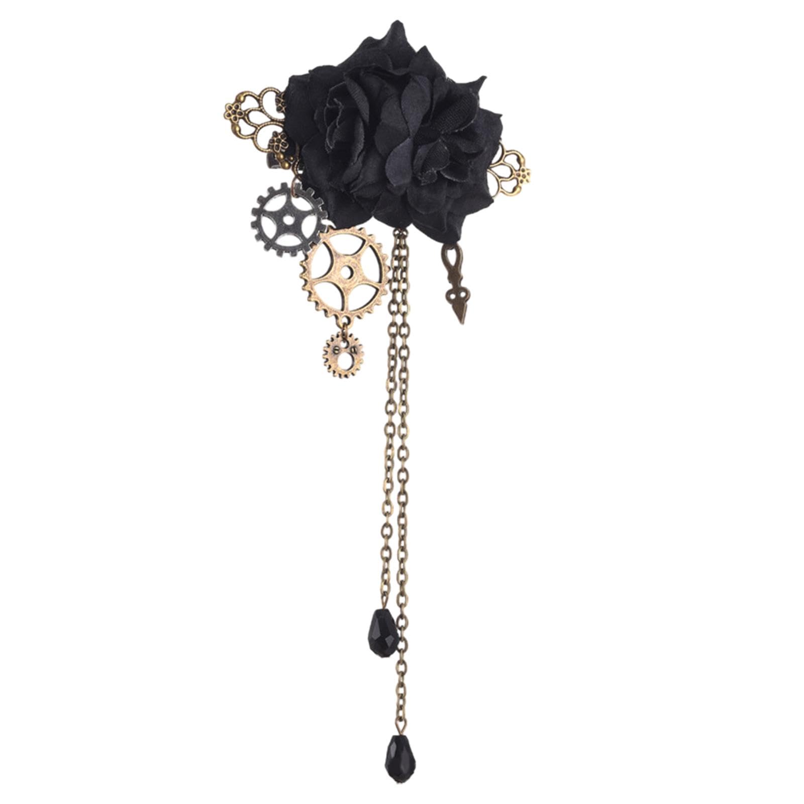 Tassel Chain Rose Hair Clip Brooch