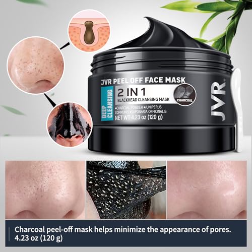 JVR Peel Off Face Mask, Blackhead Mask for Men, Charcoal Peel - Product Imagery