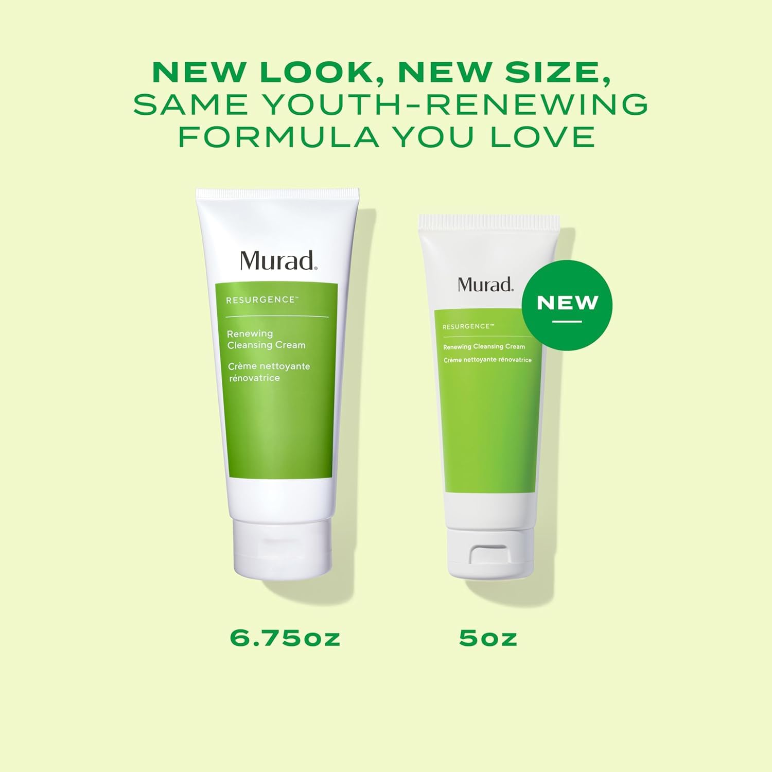 Murad Renewing Cleansing Cream face wash with lactic acid, showing the 5 fl oz tube and creamy texture for gentle skin cleansing.