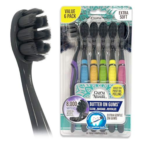 GuruNanda Butter on Gums Charcoal Toothbrush - 8000+ SoftexTM - Product Imagery