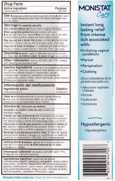 Monistat Care Instant Itch Relief Cream | Max Strength | Cools & - Product Imagery