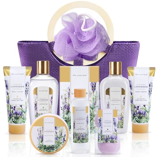 Spa Luxetique Bath Sets for Women Gifts - 10 Pcs Lavender Spa Kit, Self Care Kit for Her, Birthday, Anniversary, Holiday
