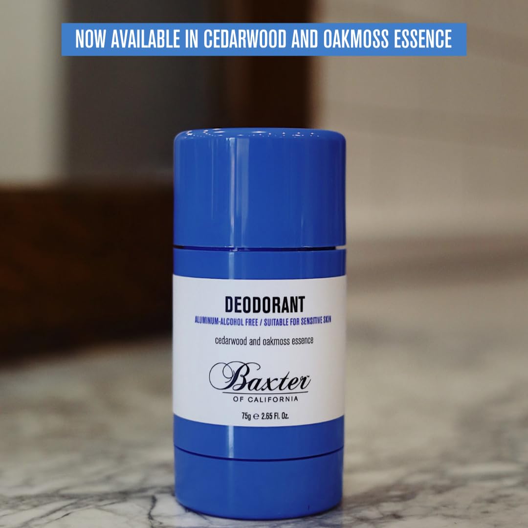 Baxter of California aluminum-free deodorant with cedarwood and oakmoss scent in a 2.65 oz stick, natural body deodorant for men.