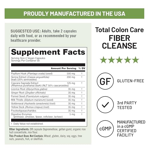 NatureWise Total Colon Care Fiber Cleanse - Natural Laxative - Product Imagery