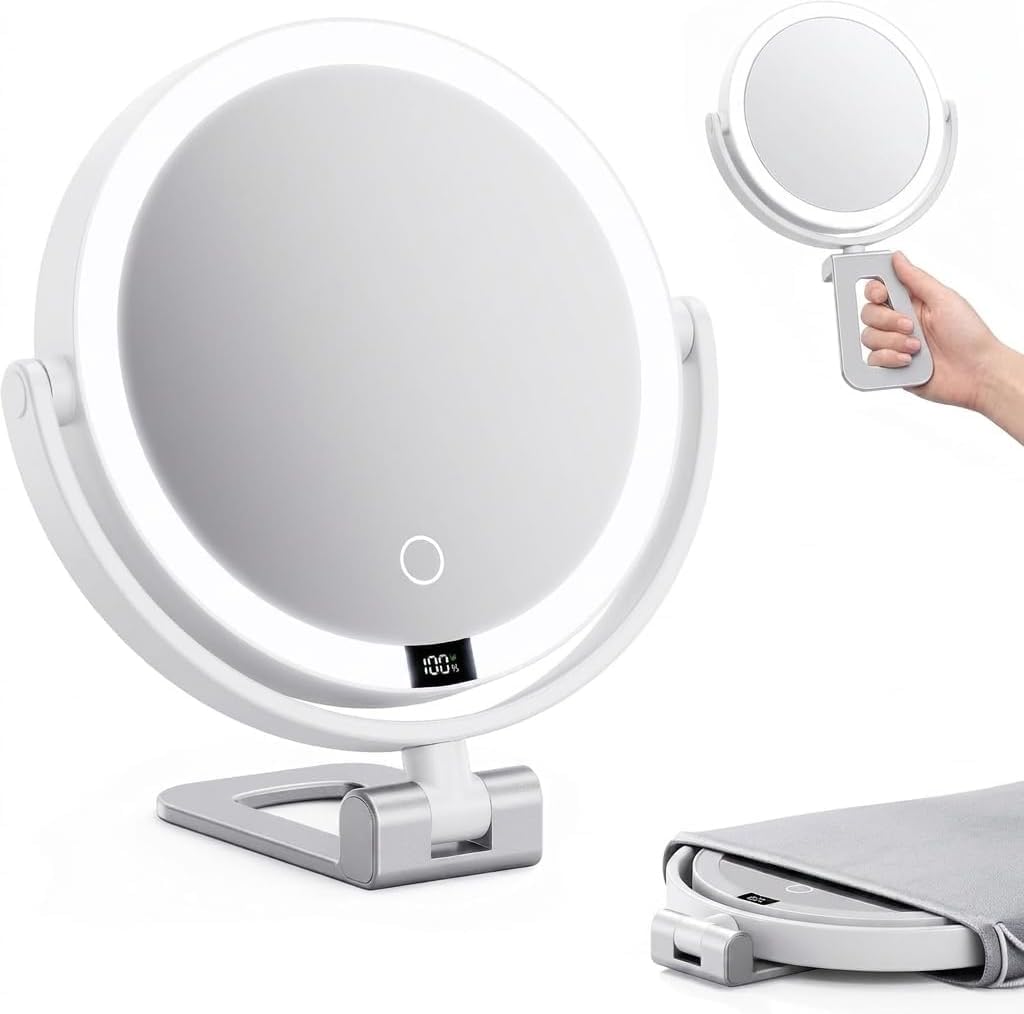 eeuuty Travel Makeup Mirror with Lights - 1X/30X Magnifying Double Sided Mirror – product photo (Makeup Mirrors)