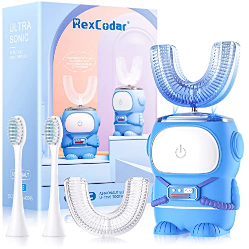 RexCodar Ultrasonic Kids U Shaped Electric Toothbrush,4 Brush - Product Imagery