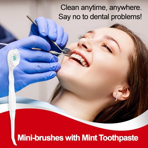Mini Disposable Toothbrushes with Toothpaste and Toothpick, - Product Imagery
