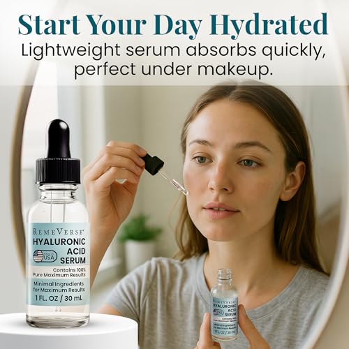 RemeVerse Hyaluronic Acid Serum - 100% Pure Formulation for - Product Imagery