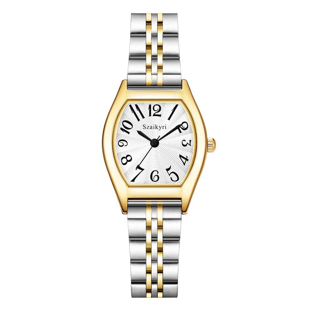 Szaikyri Barrel-Shaped Watch for Women with Easy Read Arabic Numerals Ladies Dress Watch