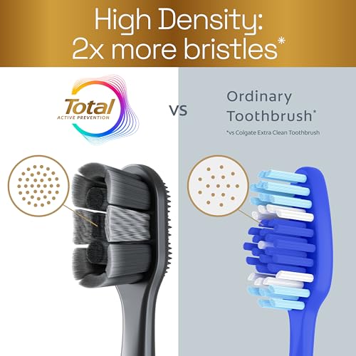 Colgate Total Whitening Charcoal Toothbrush, Soft, Black, 2 Pack - Product Imagery