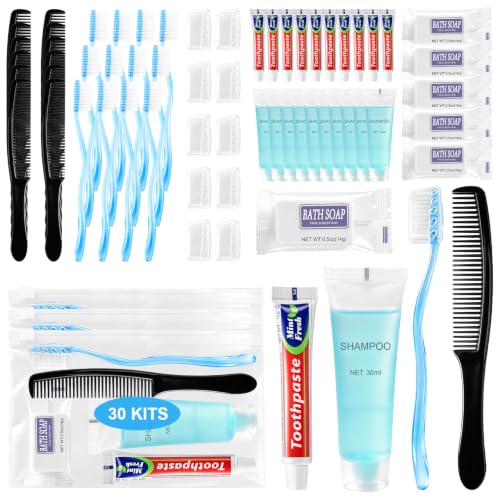 HOFASON 30 Sets Hygiene Kit for Homeless in Bulk, Travel Size Toiletries