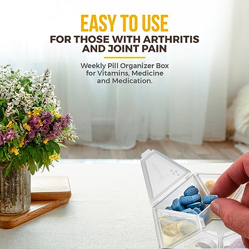 MEDca Weekly Pill Organizer Clear 7-Sided Pill Reminder, Round - Product Imagery