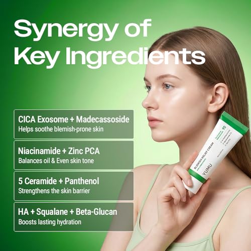 YUMU Cica Exosome Zinc Blemish Relief Cream, Face Moisturizer - Product Imagery
