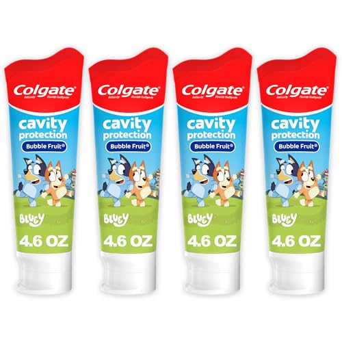 Colgate Kids Bluey Fluoride Toothpaste, Bubblegum, 4 Pack, 4.6 oz - Product Imagery