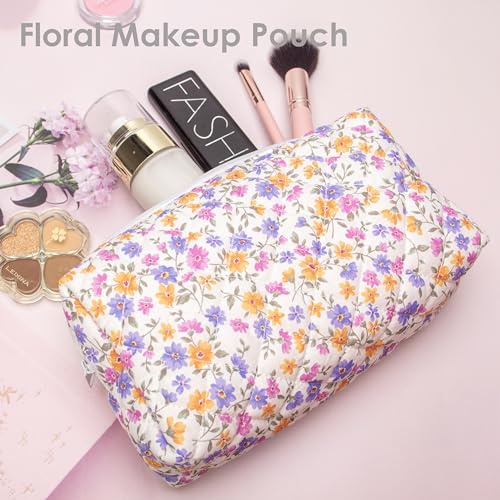 PAZIMIIK Small Quilted Makeup Bag,Zipper Cosmetic Pouch,Ditsy - Product Imagery