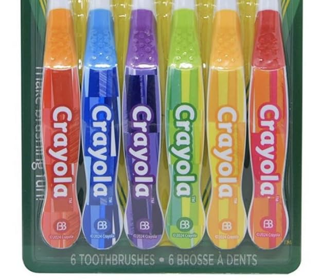 Brush Buddies Crayola Kids Toothbrush Set 6 Pack Soft Bristle - Product Imagery
