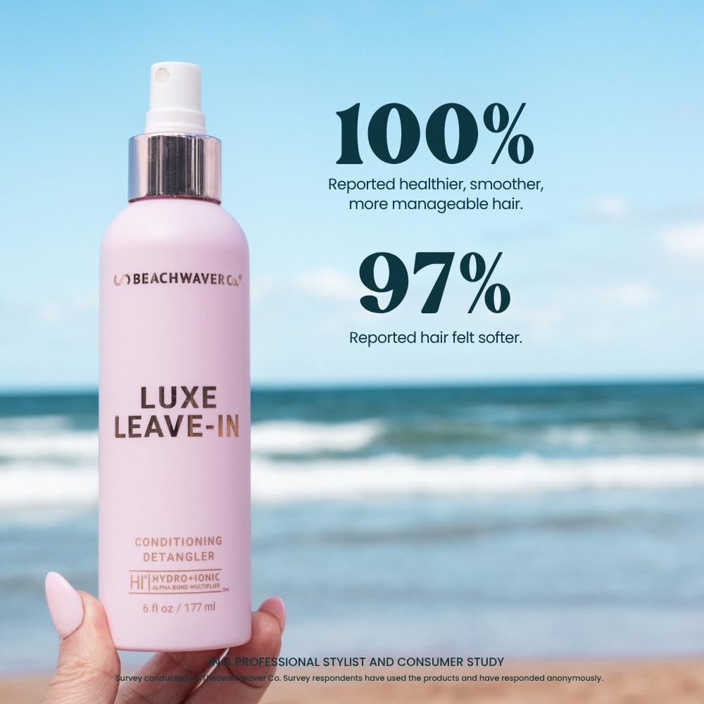 Beachwaver Luxe Leave-In Conditioning Detangler in 6 fl oz bottle, creamy conditioner for smooth, tangle-free hair.