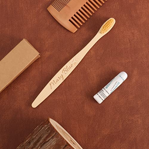 Custom Name Biodegradable Bamboo Toothbrushes, Personalized Soft - Product Imagery