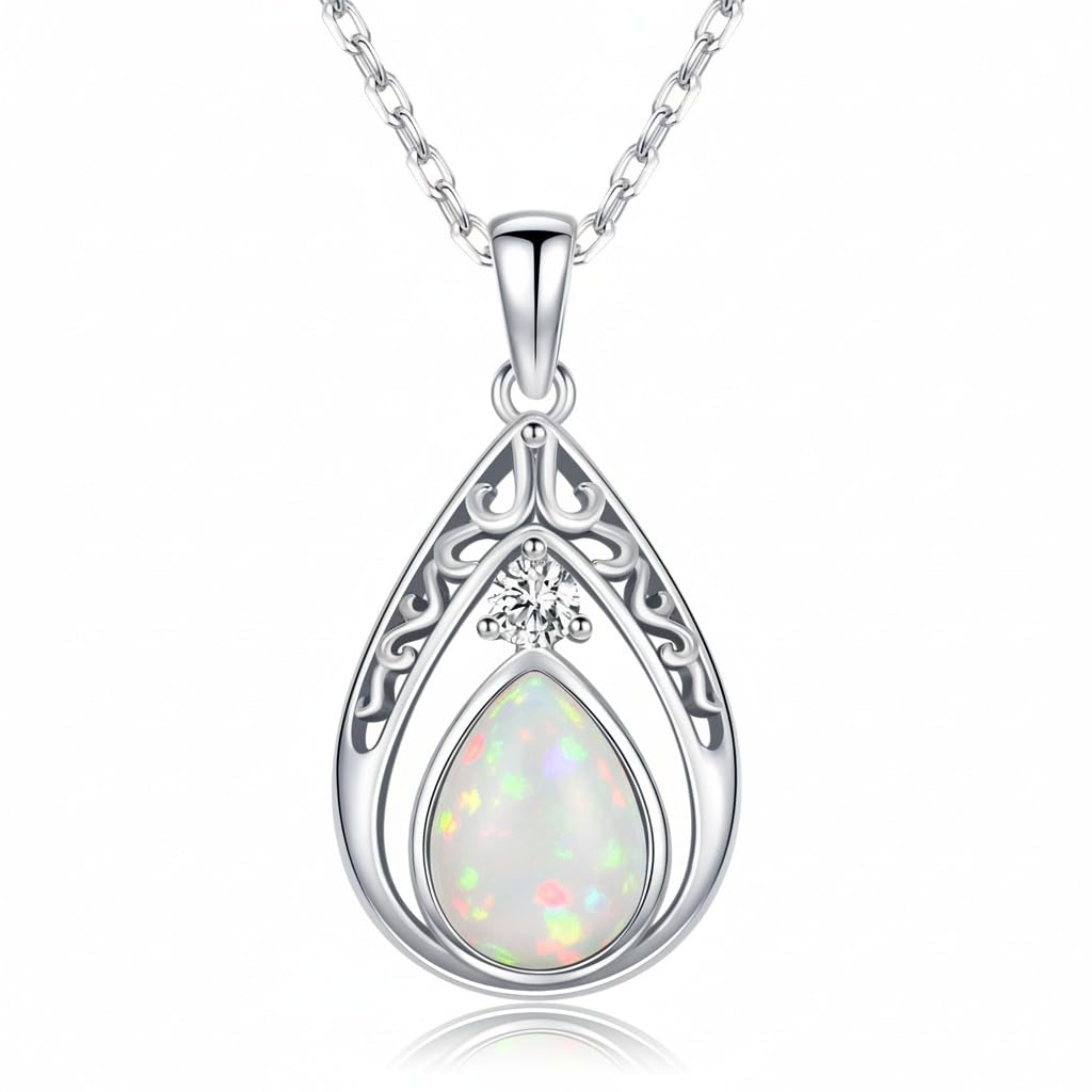 Kootwo Teardrop Necklace Pendant for Women – close-up detail in silver