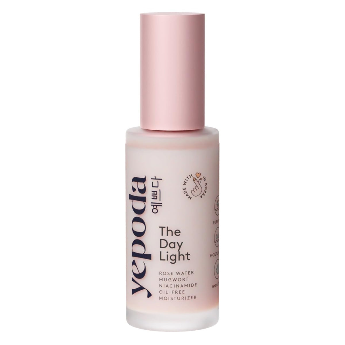 Yepoda The Day Light, Oil-Free Purifying Day Moisturizer with Rose Water, Mugwort & Niacinamide, Hydrating Vegan Korean 