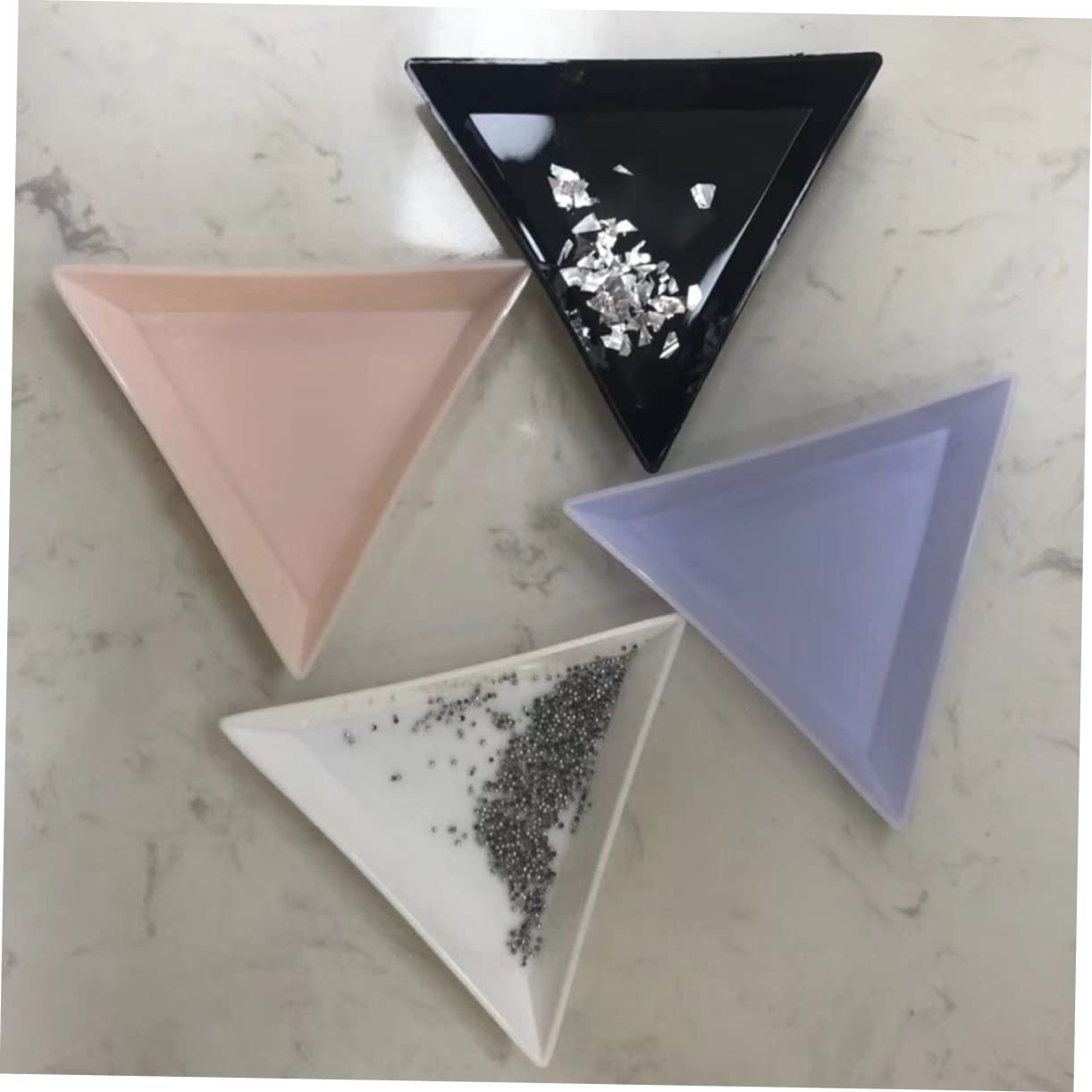 WOONEKY 80pcs Manicure Tools Triangular Storage Trays Nail Jewelry Tray Large Capacity for Nail Technician