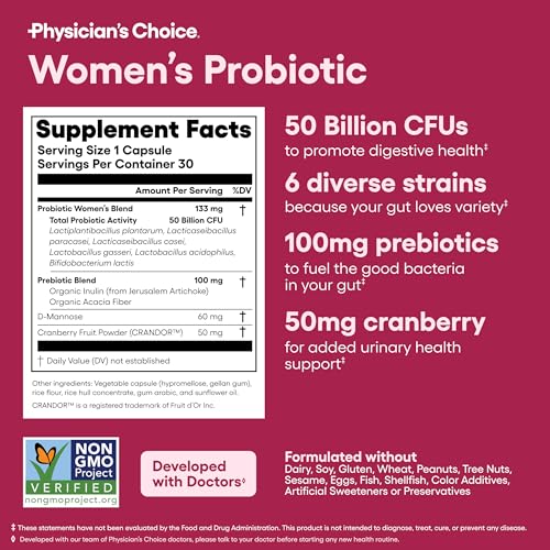 Physician's CHOICE Probiotics for Women - PH Balance, Digestive, - Product Imagery